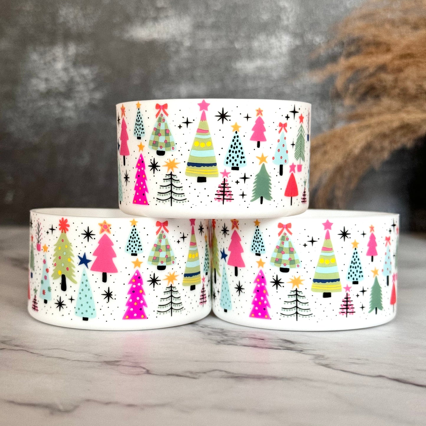 WHITE CHRISTMAS TREES Tumbler Boot  NEW! pink white