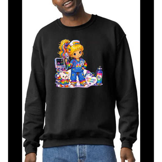 Vintage Rainbow Brite Respiratory Therapist Registered Nurse Crew Sweatshirt