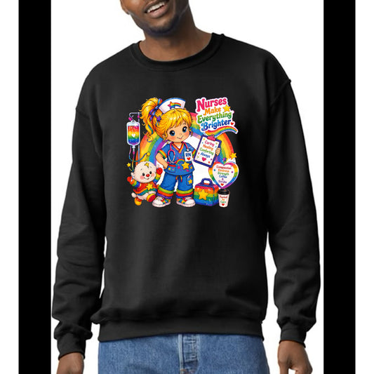 Vintage Rainbow Brite Respiratory Therapist Registered Nurse Crew Sweatshirt