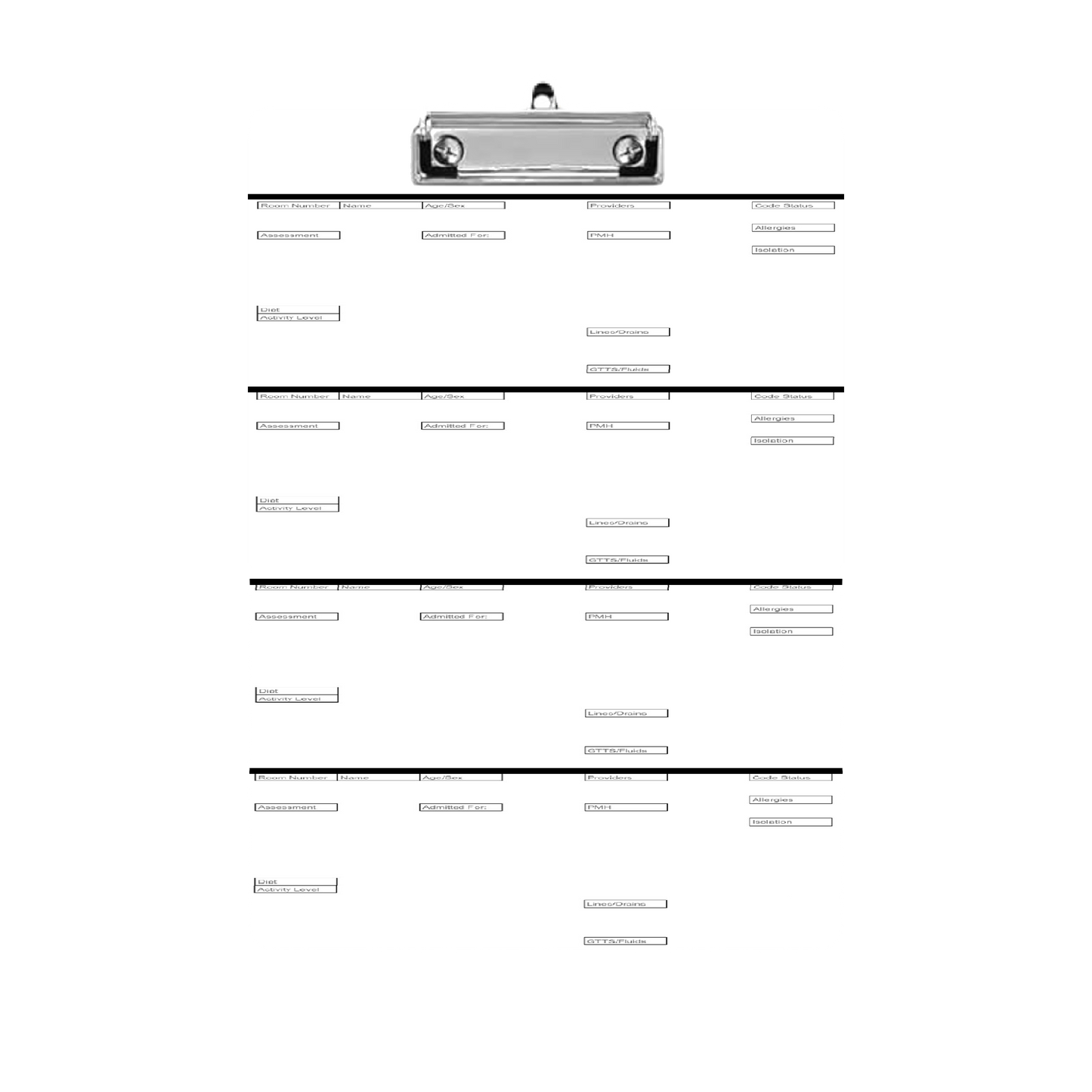 ShiftBoard Travel Brain Report Clipboard 4 Patient PCU/Stepdown Handoff