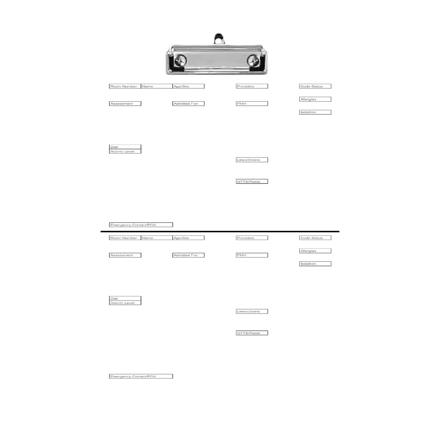 ShiftBoard Travel Brain Report Clipboard 2 Patient ICU Critical Care Handoff