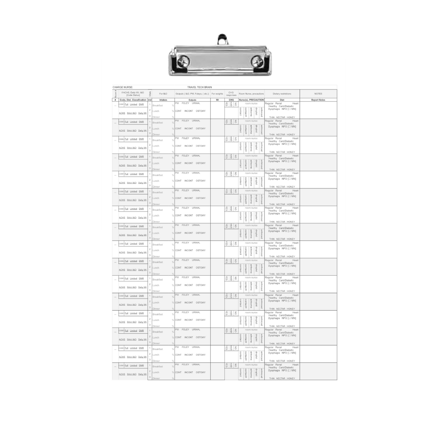 ShiftBoard Travel Brain Report Clipboard 16 Patient With Notes PCT Handoff