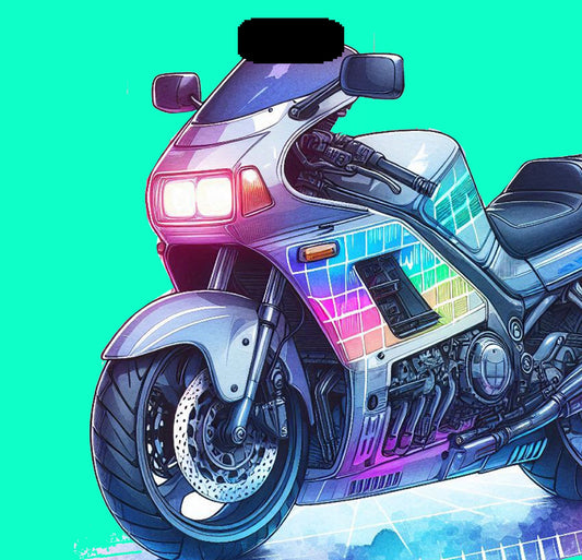 GlamCard™ Motorcycle Blue Background Shoe (Croc) Charm