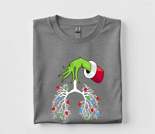Grinch Respiratory Therapist Nurse Lungs Christmas T Shirt