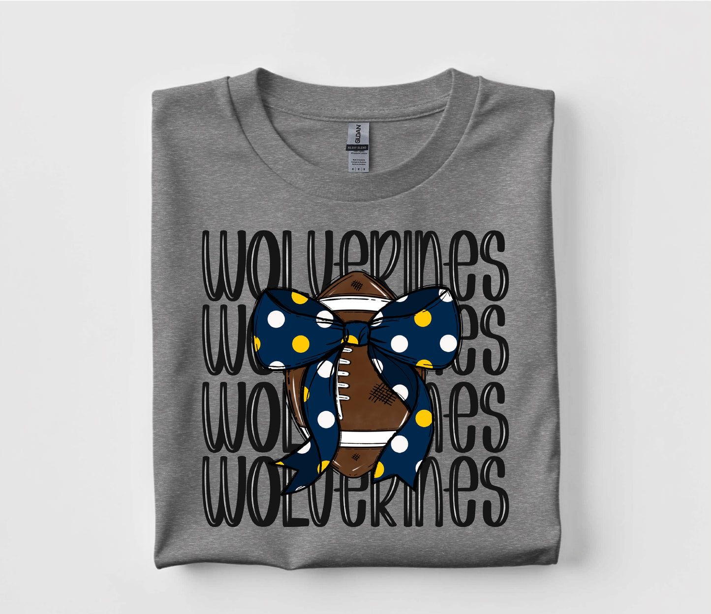 Navy Wolverines Coquette Football T Shirt