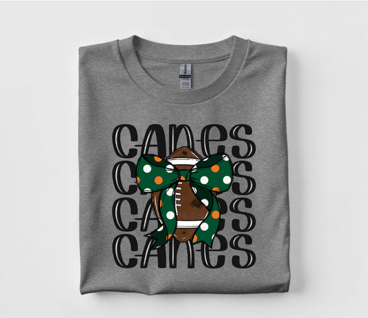 Canes Coquette Football T Shirt