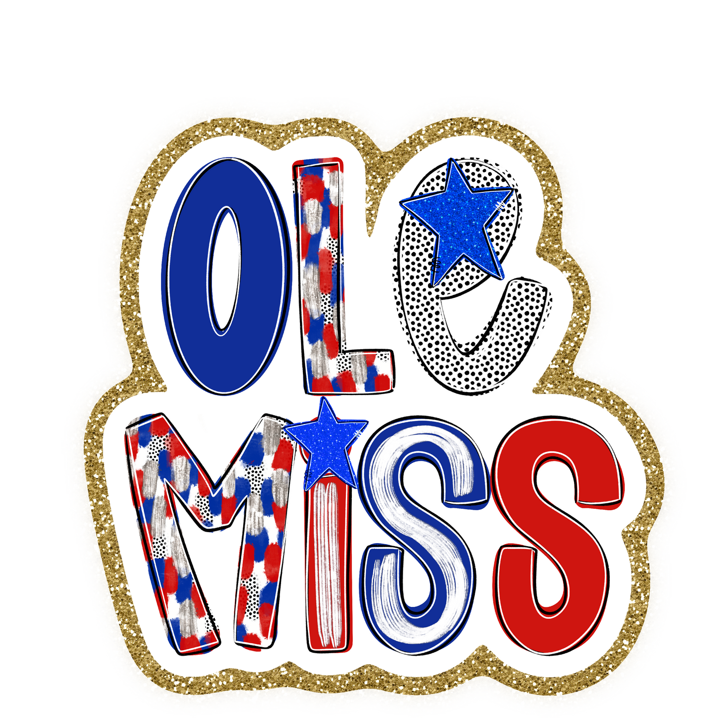Ole Miss Football Iron On Glitter Sports Patch