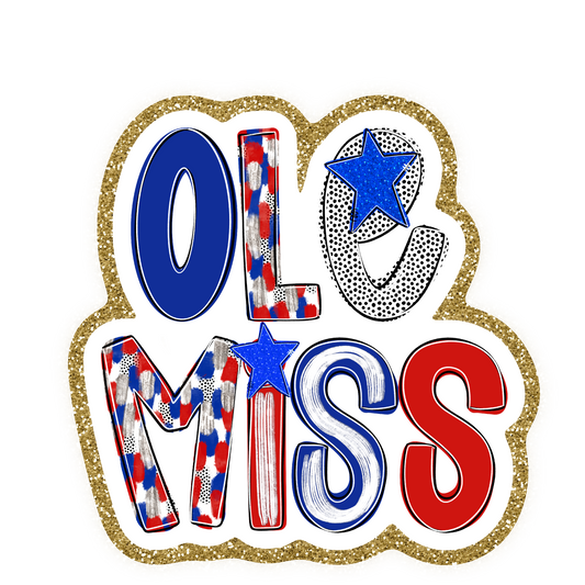Ole Miss Football Iron On Glitter Sports Patch