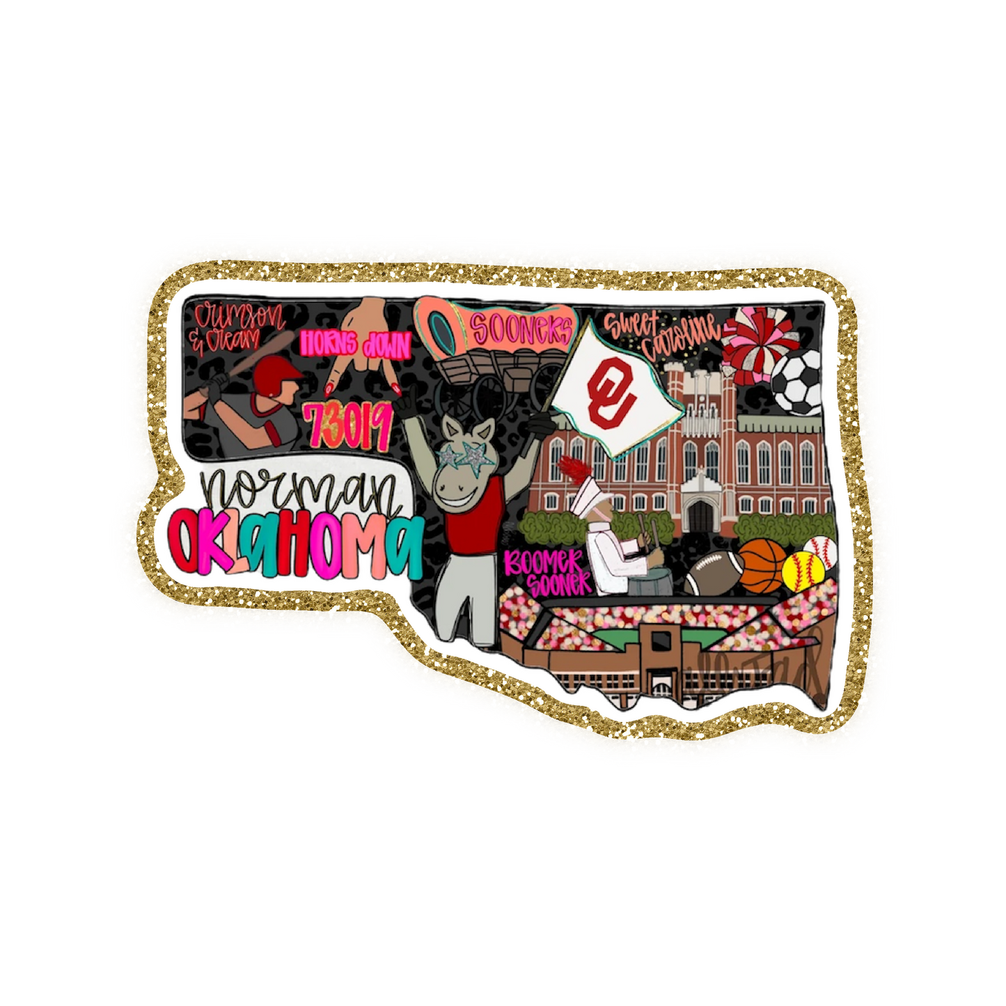 Oklahoma Football Iron On Glitter Sports Patch