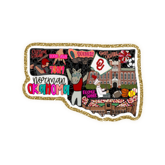 Oklahoma Football Iron On Glitter Sports Patch