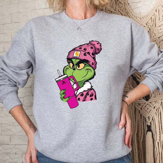 Bougie Grinch With Stanley Christmas Crew Sweatshirt