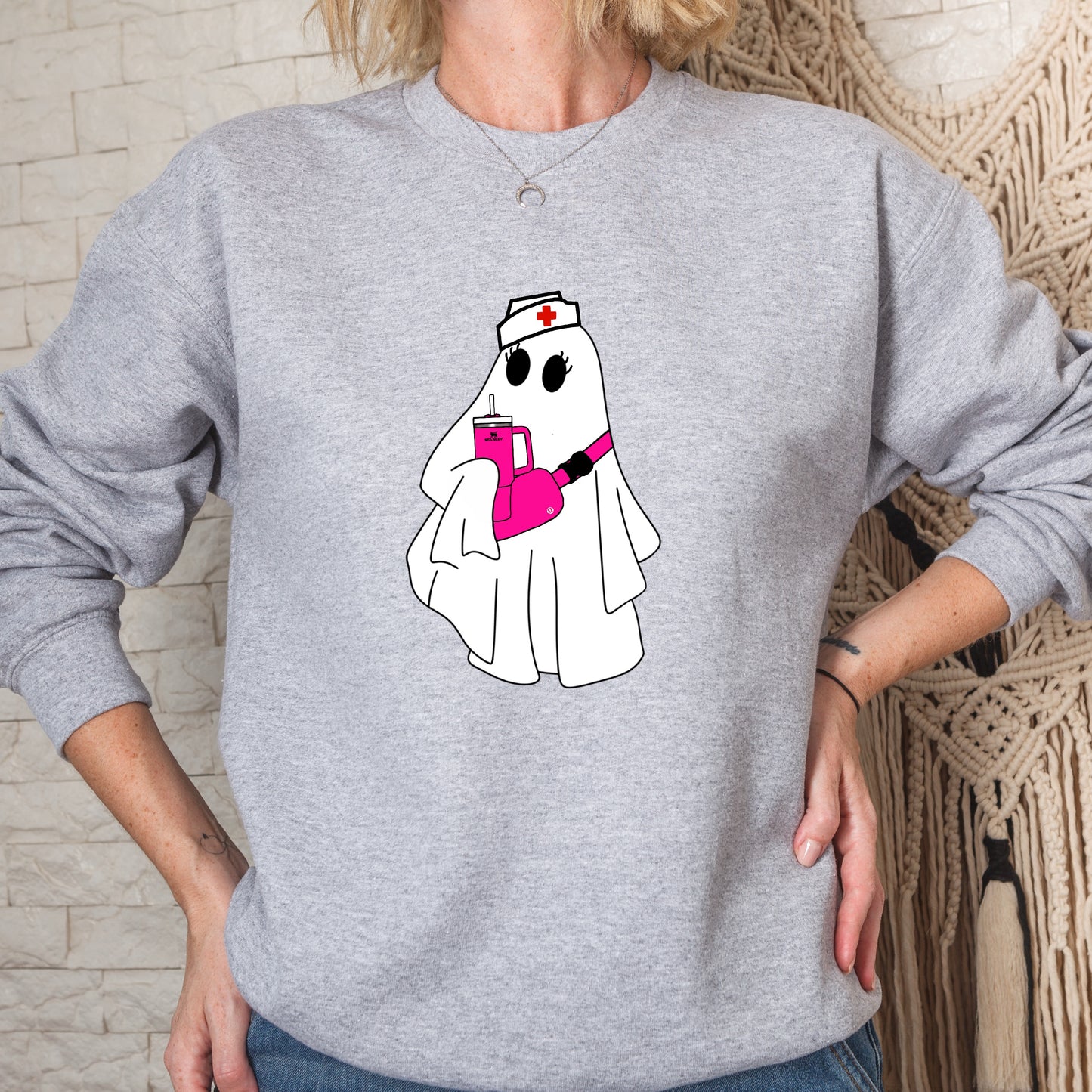 Bougie Ghost With Stanley Halloween Crew Sweatshirt