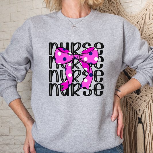 Pink Nurse Coquette Crew Sweatshirt