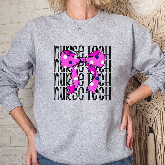 Pink Nurse Tech Coquette Crew Sweatshirt