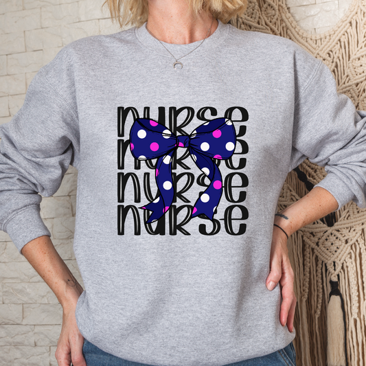 Blue Nurse Coquette Crew Sweatshirt
