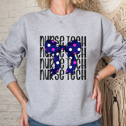 Blue Nurse Tech Coquette Crew Sweatshirt