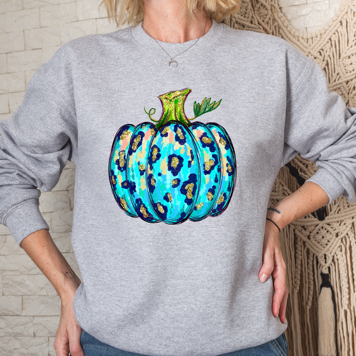 Blue Pumpkin Fall Crew Sweatshirt