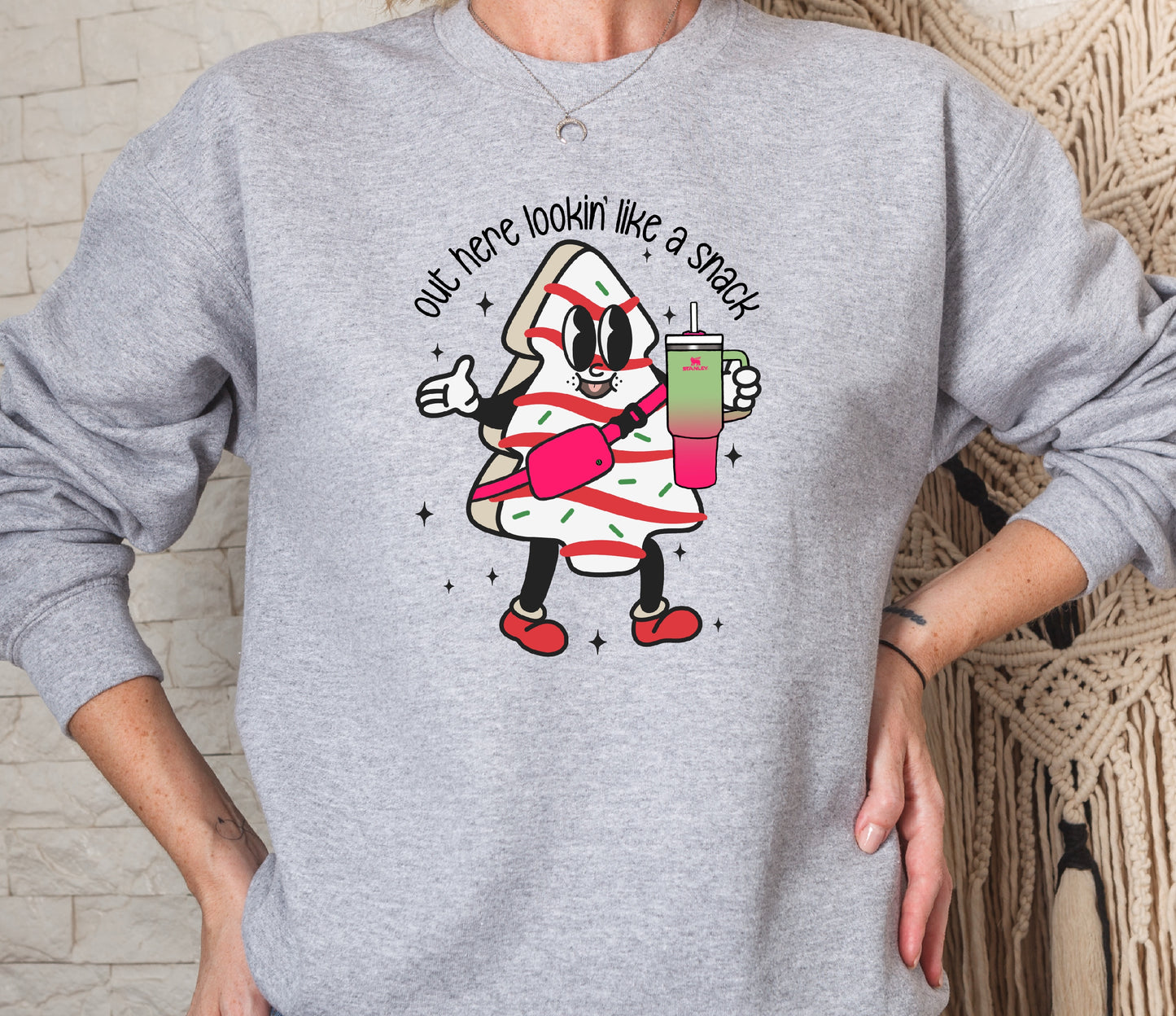 Out Here Looking Like A Snack Christmas Cake Crew Sweatshirt