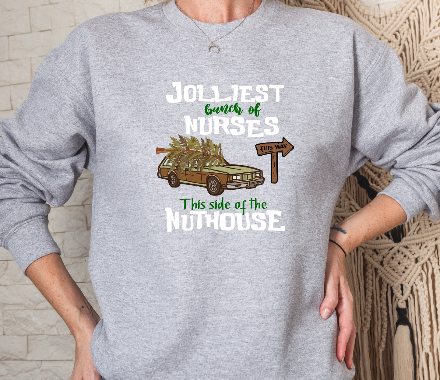 Jolliest Bunch Of Nurses Christmas Crew Sweatshirt