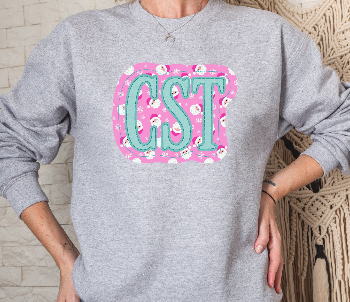 Christmas CST Crew Faux Appliqué Sweatshirt