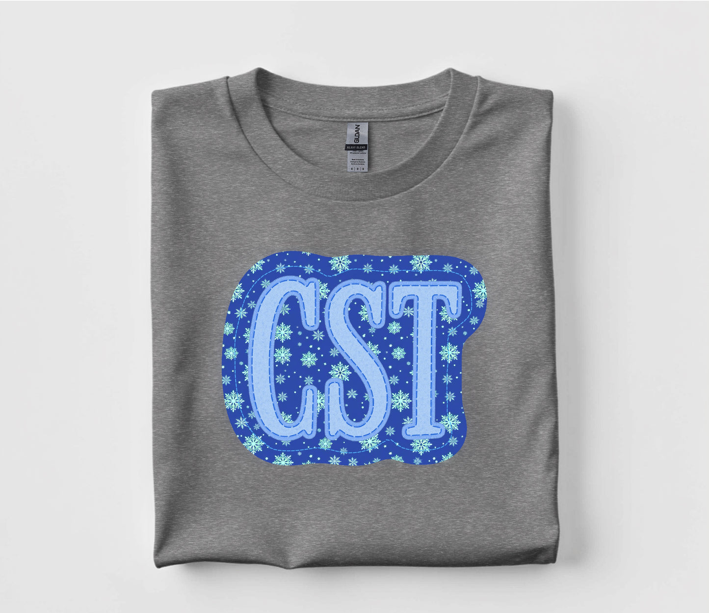 Holiday Snow Christmas CST Faux Appliqué Graphic T Shirt