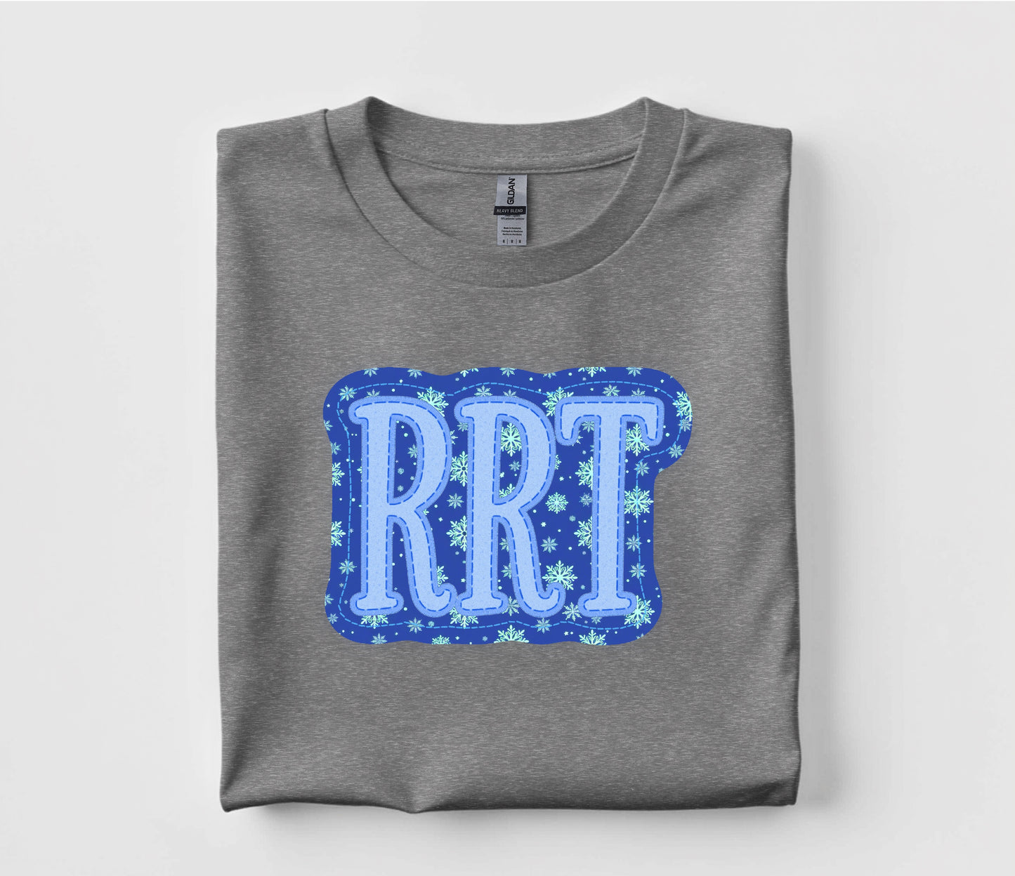 Holiday Snow Christmas RRT Faux Appliqué Graphic T Shirt