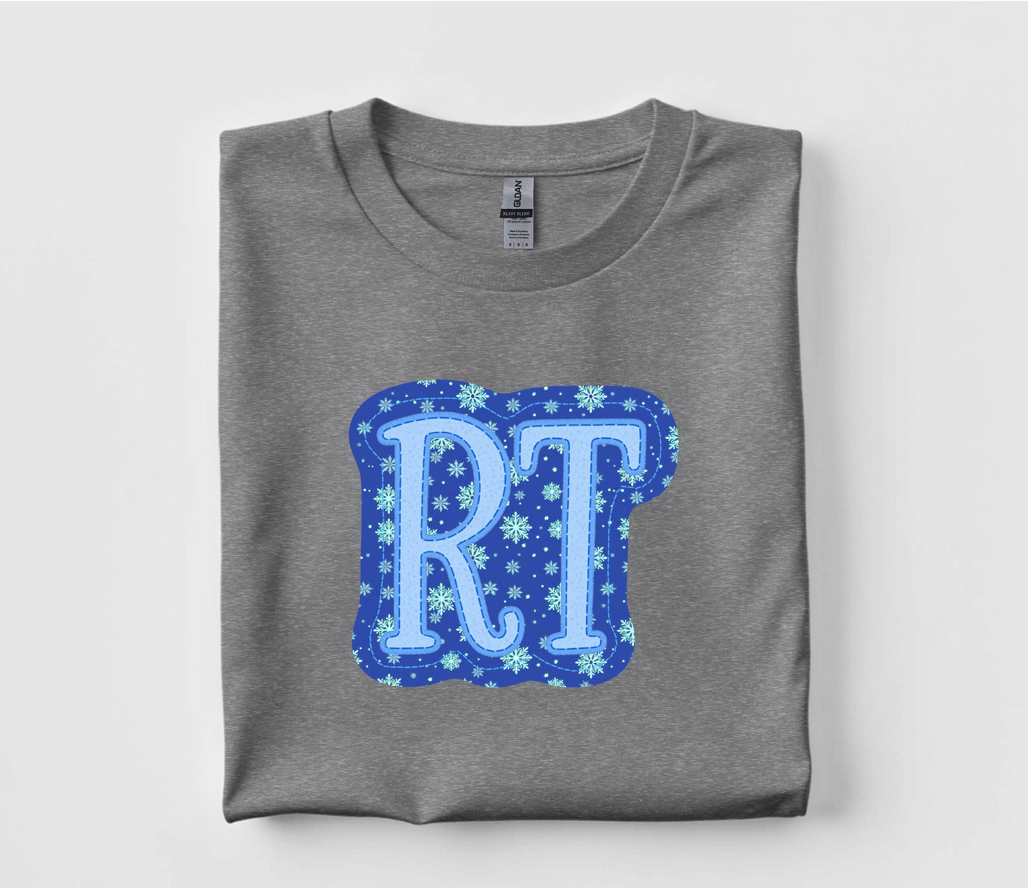 Holiday Snow Christmas RT Faux Appliqué Graphic T Shirt