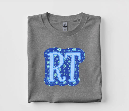 Holiday Snow Christmas RT Faux Appliqué Graphic T Shirt