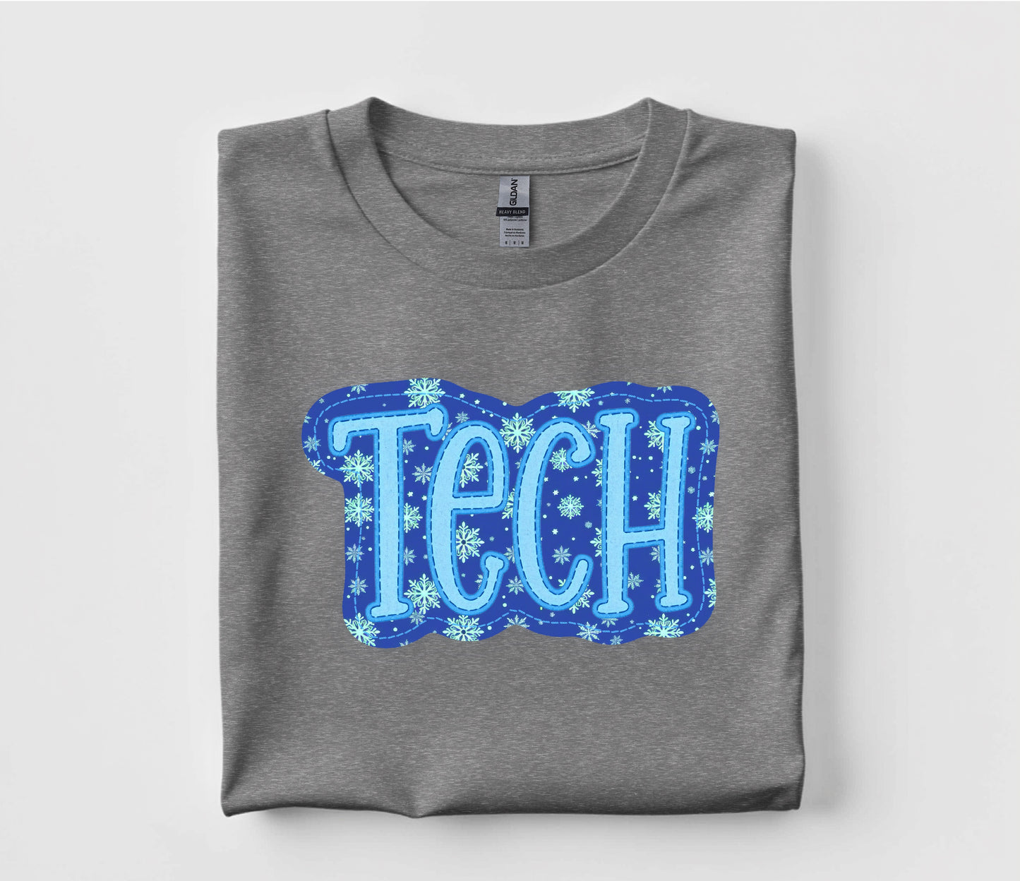 Holiday Snow Christmas Tech Faux Appliqué Graphic T Shirt