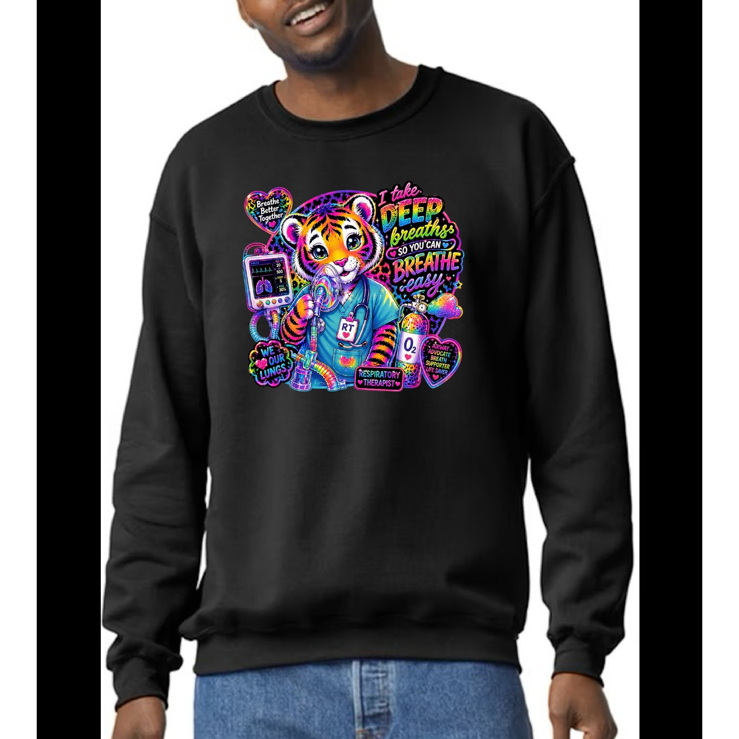 Vintage Lisa Frank Respiratory Therapist Registered Nurse Crew Sweatshirt