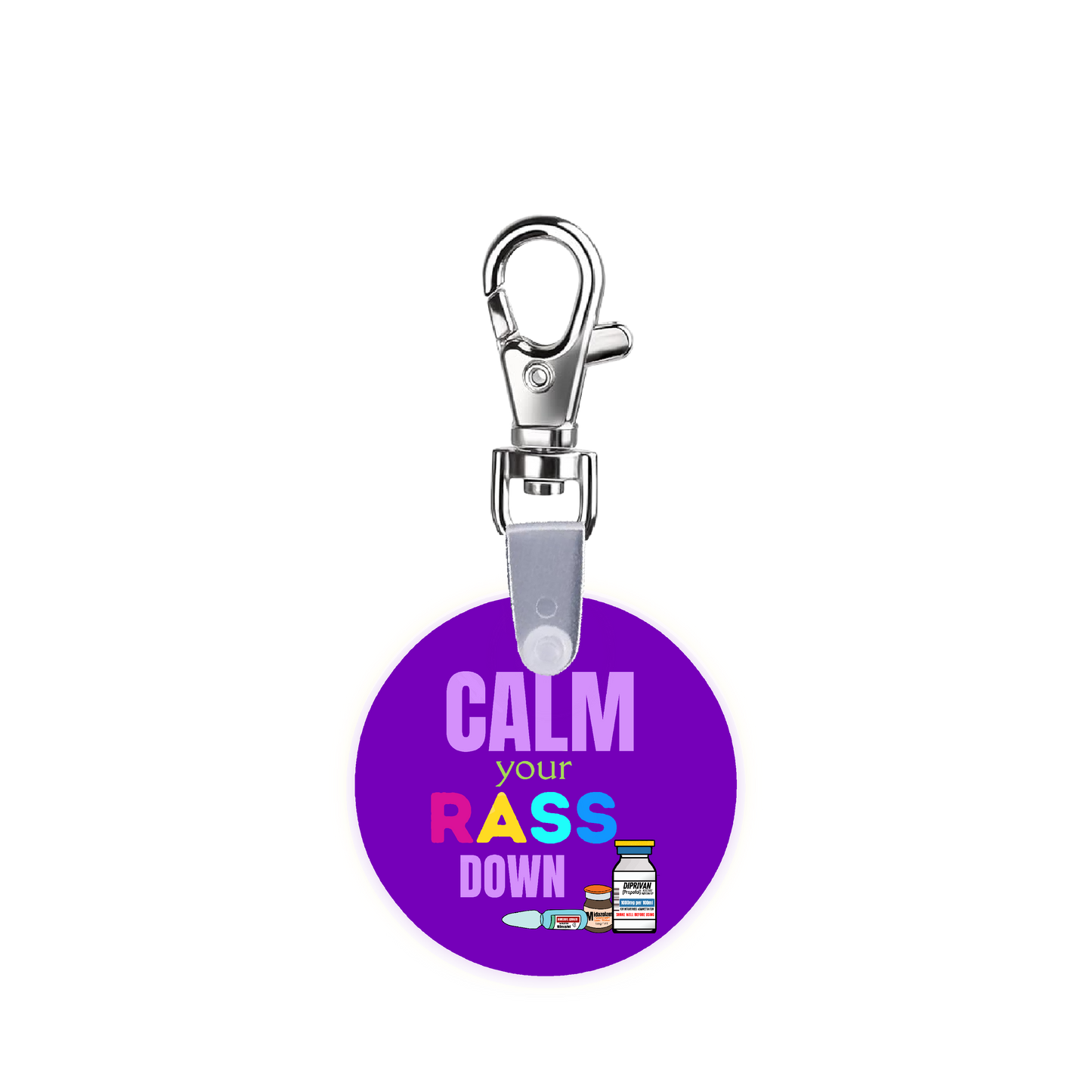 Calm Your Rass Down Smart CodeClip Keychain Digital Badge Buddy