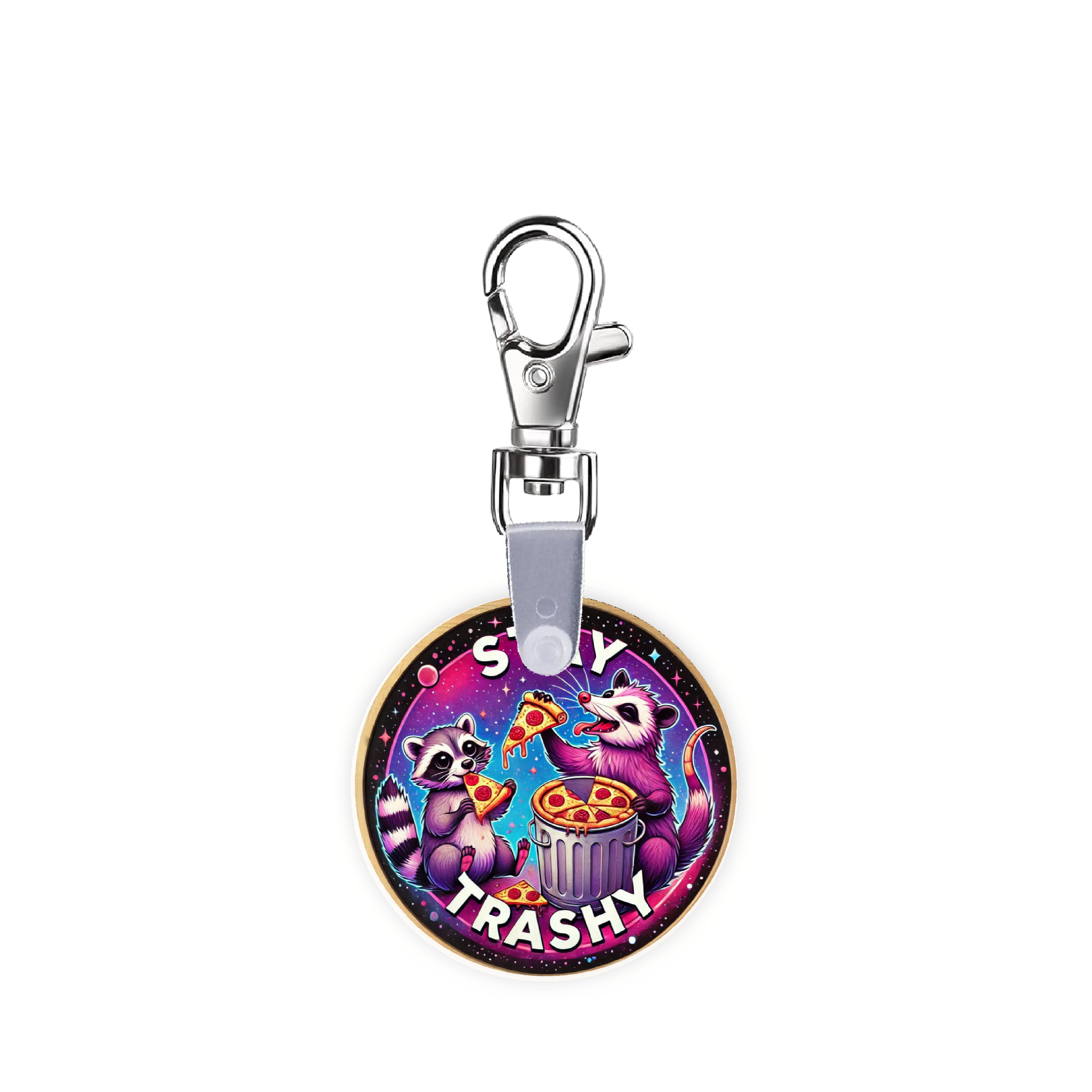 Stay Trashy Raccoon Possum Smart CodeClip Keychain Digital Badge Buddy ...
