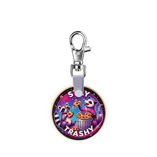 Stay Trashy Raccoon Possum Smart CodeClip Keychain Digital Badge Buddy