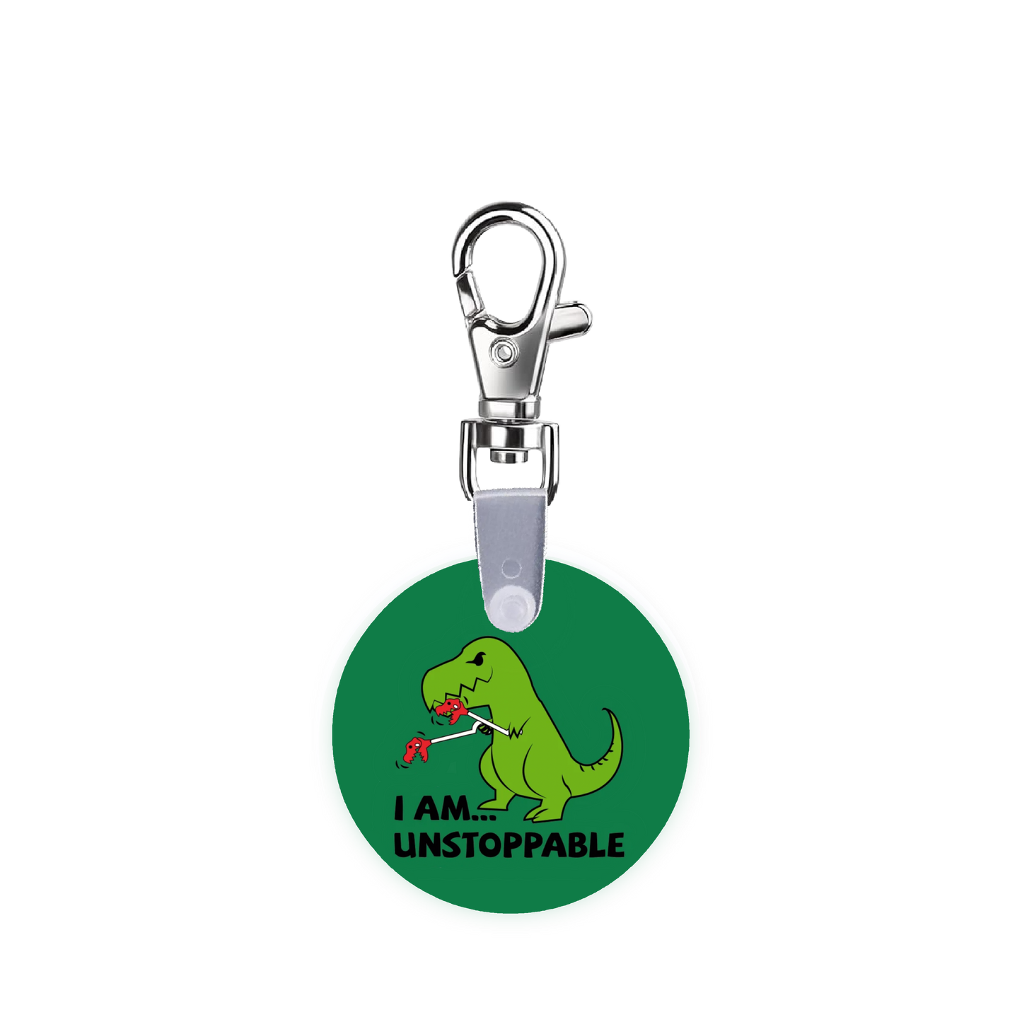 I am Unstoppable T Rex Smart CodeClip Keychain Digital Badge Buddy