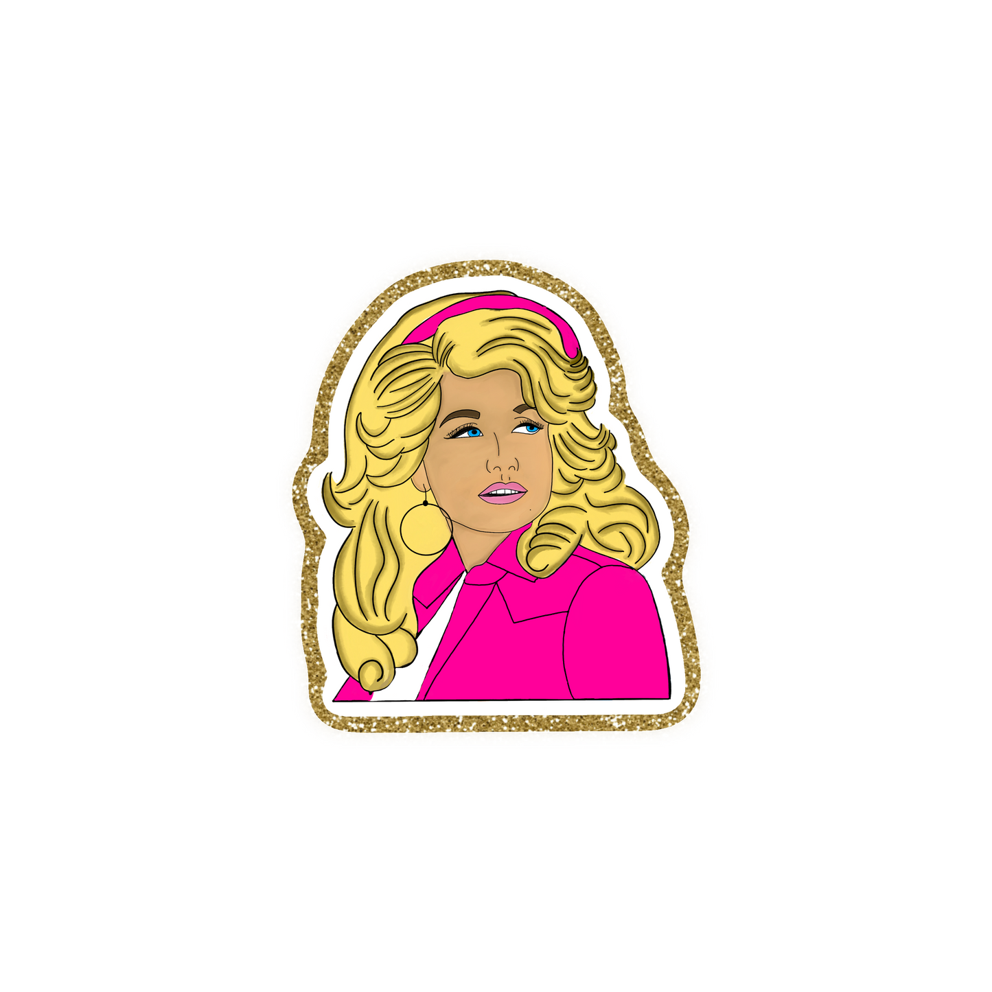 Pink Dolly Iron On Glitter Pop Culture Patch