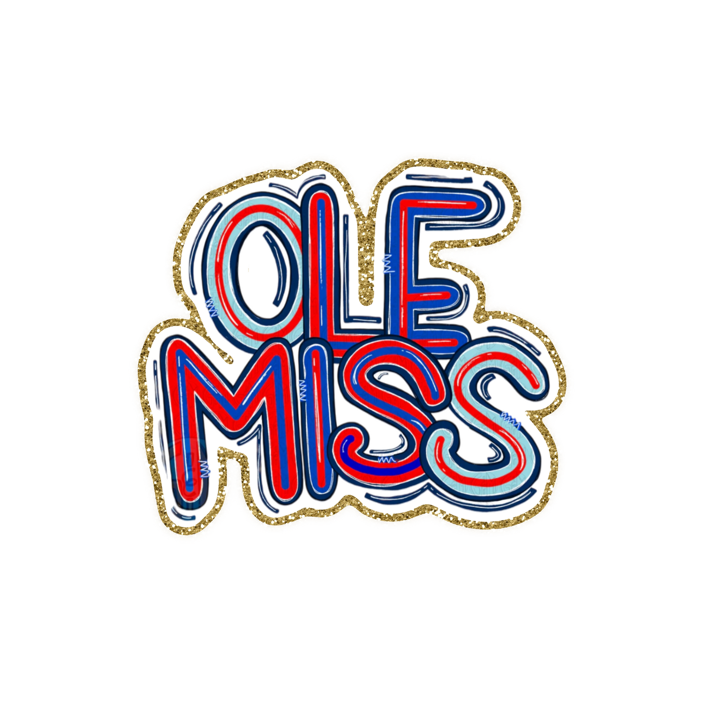Ole Miss Football Iron On Glitter Sports Patch
