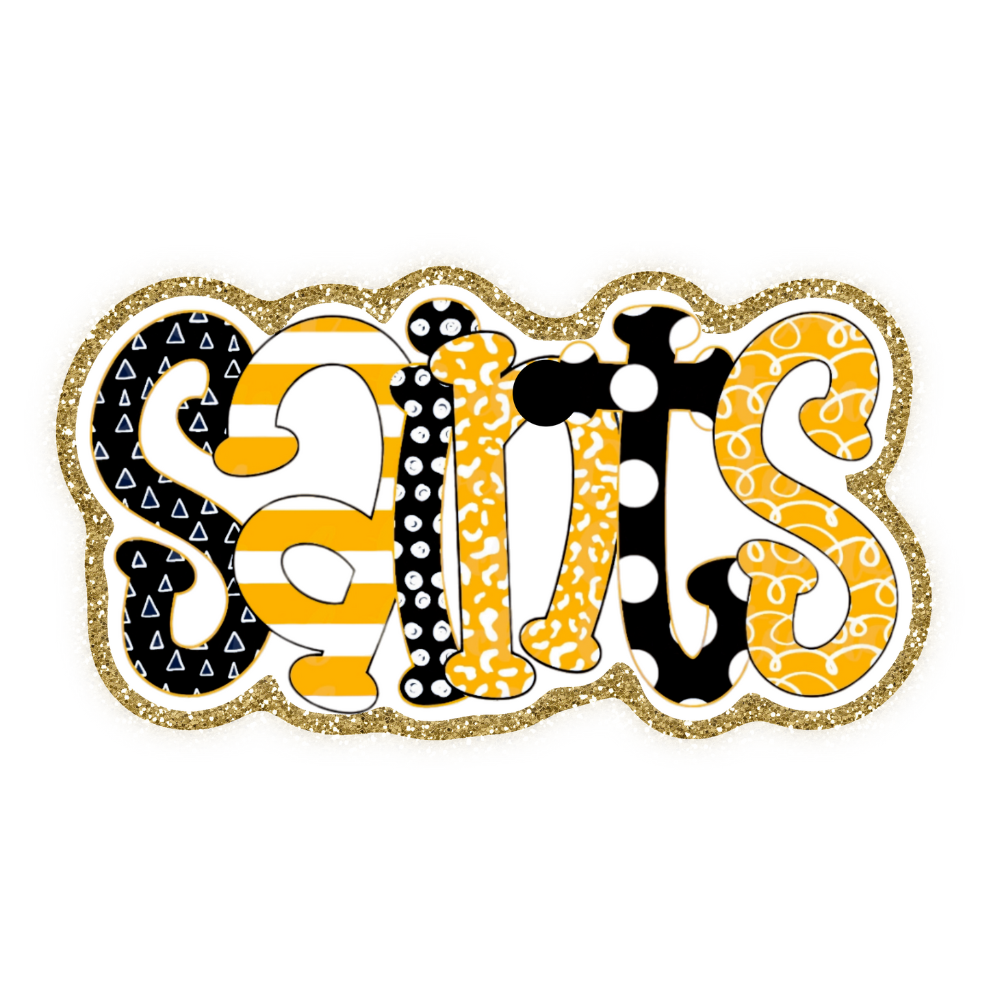 Saints Football Iron On Glitter Sports Patch