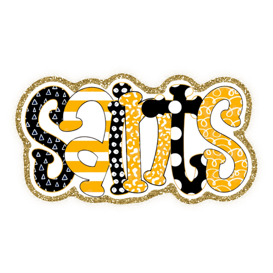 Saints Football Iron On Glitter Sports Patch