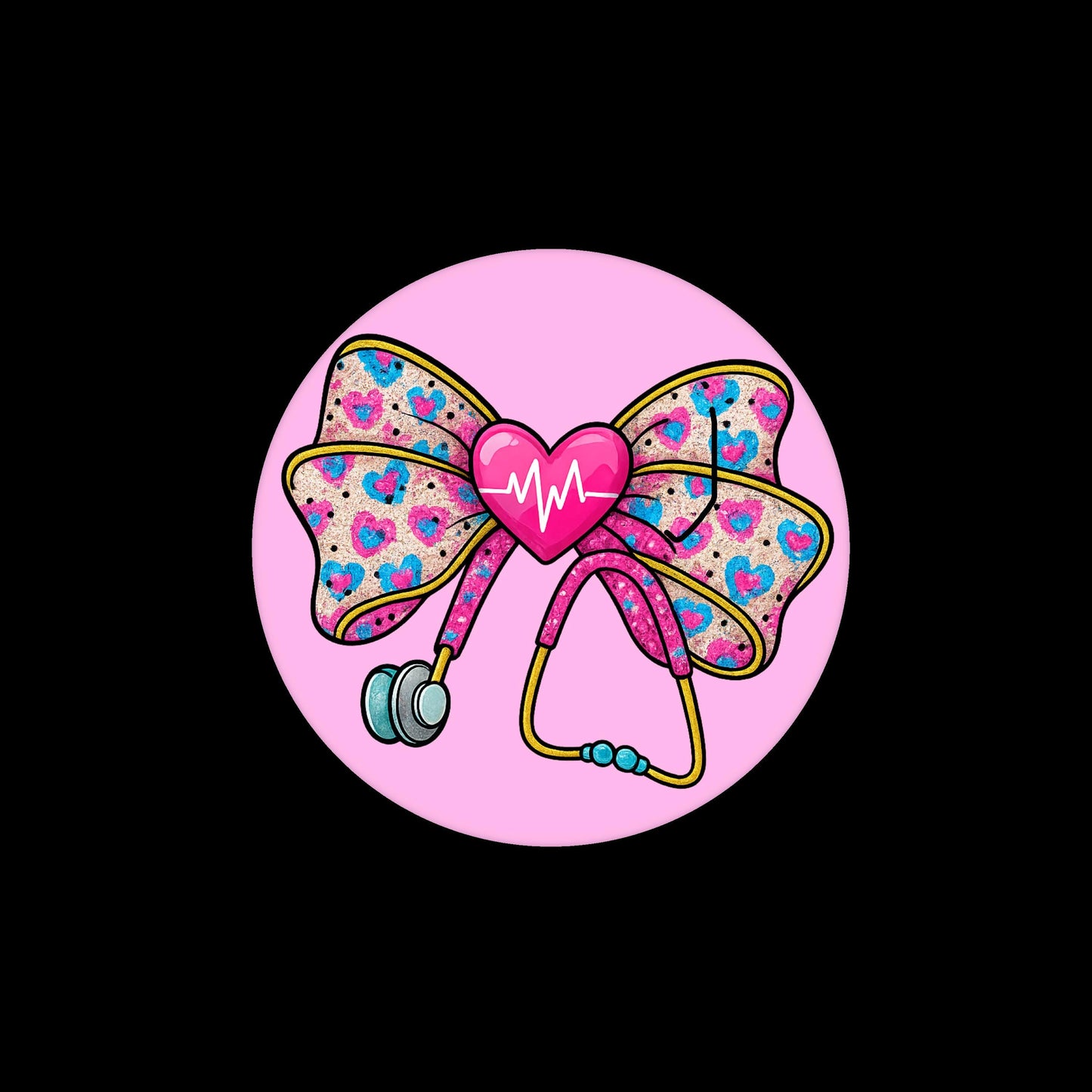 Nurse Pink Round Coquette Badge Reel