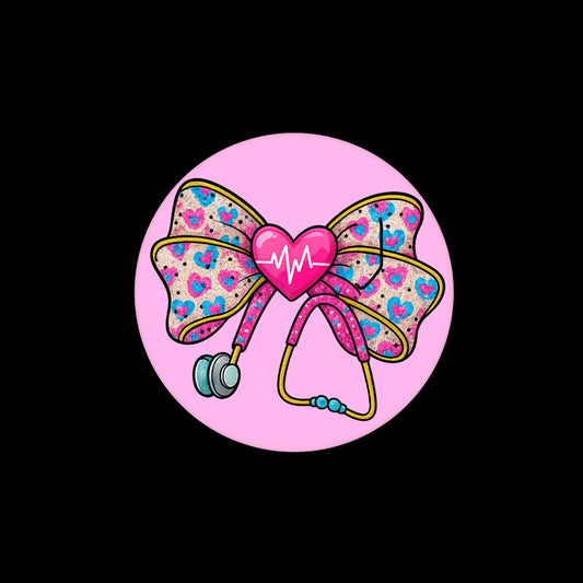 Nurse Pink Round Coquette Badge Reel