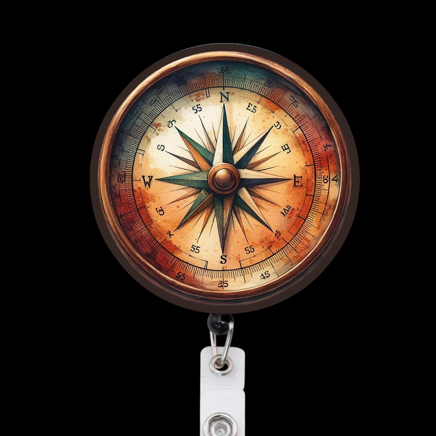 Vintage Compass Badge Reel