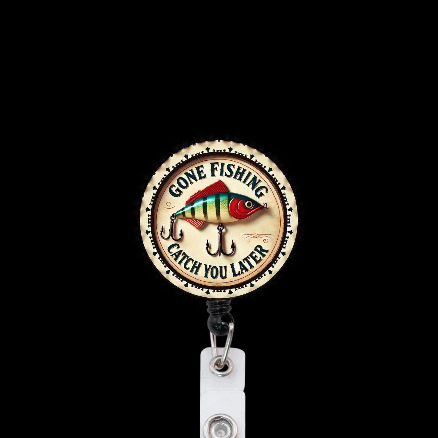 Gone Fishing Badge Reel