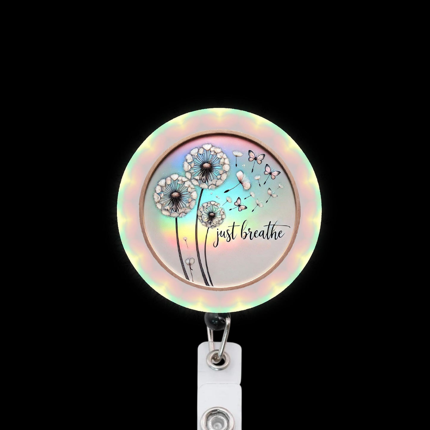 Just Breathe Dandelion Badge Reel
