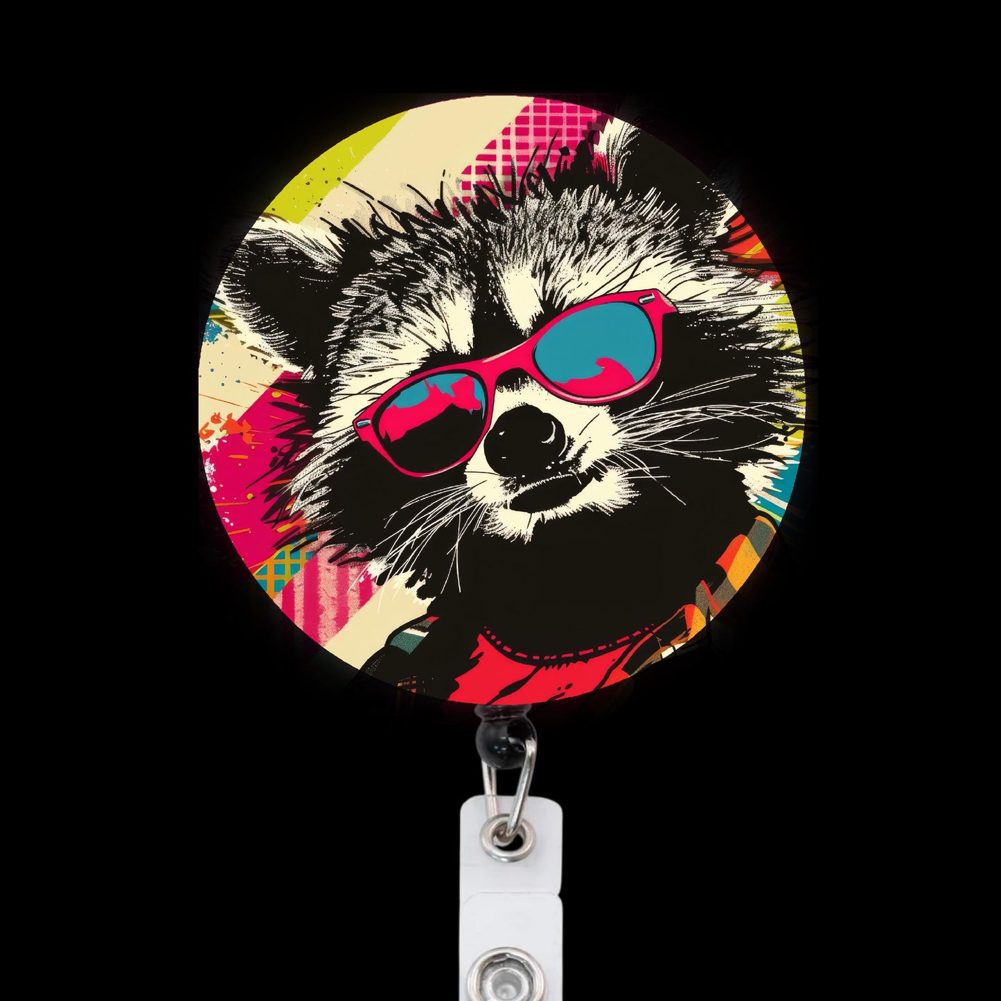 Pop Art Raccoon Badge Reel