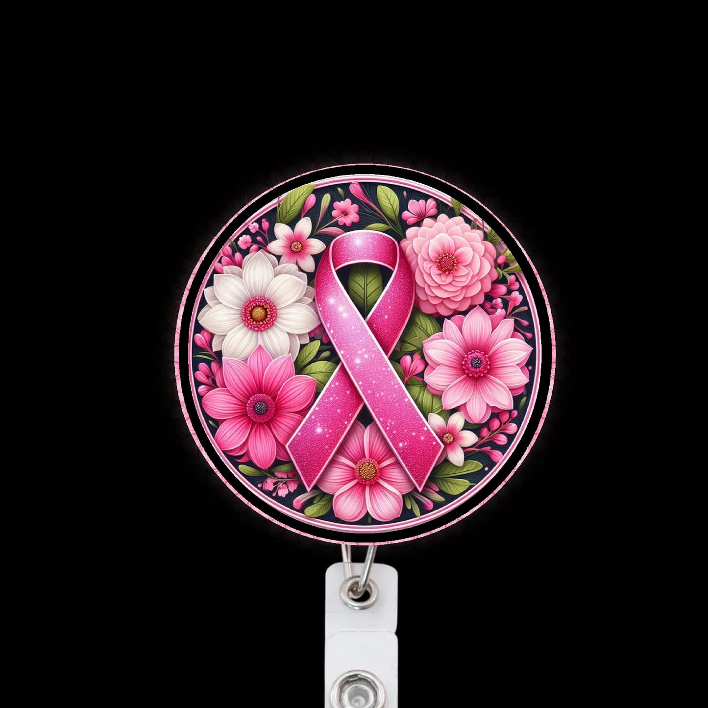 Pink Breast Cancer Ribbon Badge Reel