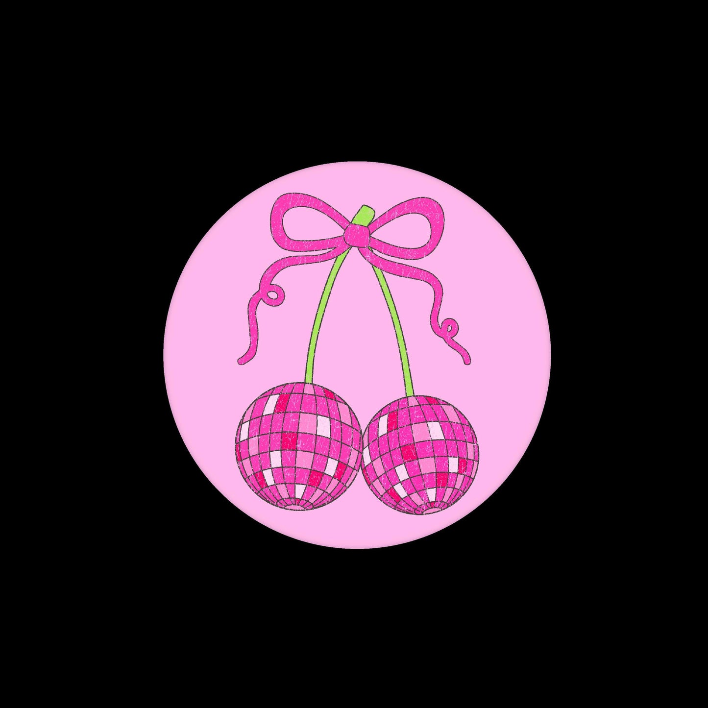 Cherry Disco Round Coquette Badge Reel
