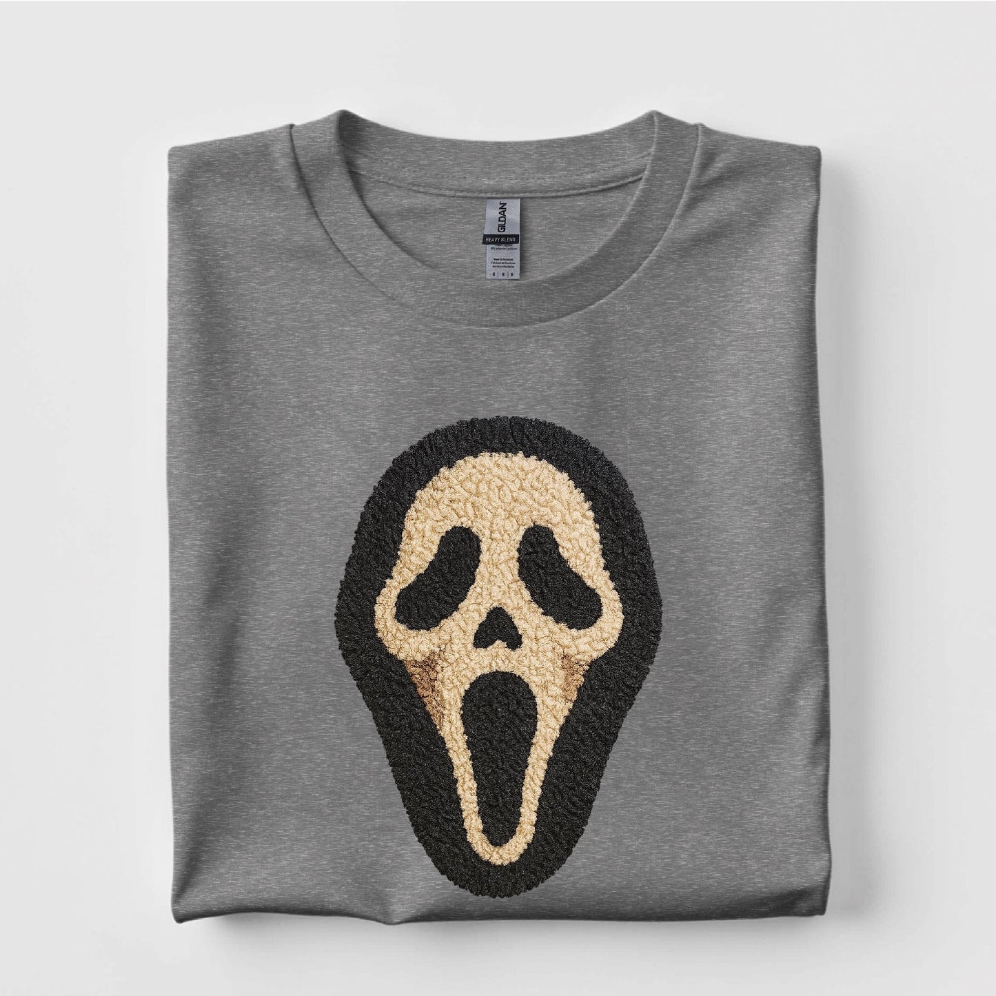 Ghostface Scream  Faux Yarn Graphic T Shirt Halloween