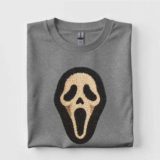 Ghostface Scream  Faux Yarn Graphic T Shirt Halloween