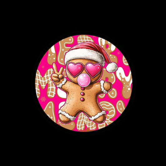 Pink Christmas Gingerbread Man Badge Reel